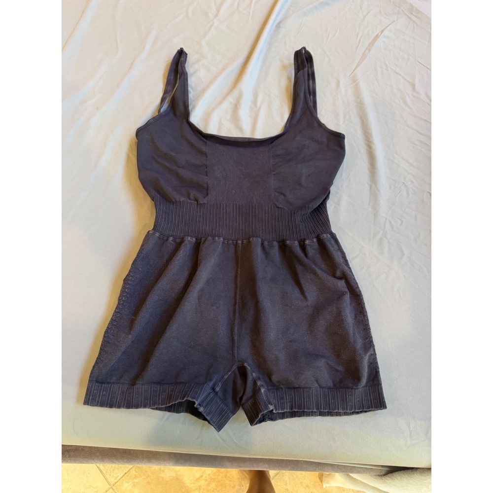 Free People Movement Good Karma Romper Black Charcoal M/L Activewear Bodysuit